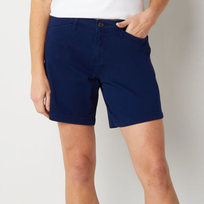 St. John's Bay Womens Mid Rise Secretly Slender 7" Chino Short