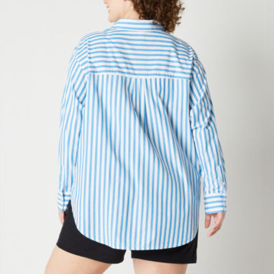 a.n.a Plus Womens Long Sleeve Oversized Button-Down Shirt