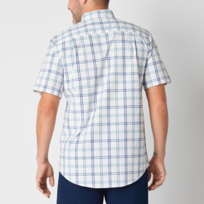 St. John's Bay Stretch Poplin Mens Classic Fit Short Sleeve Button-Down Shirt