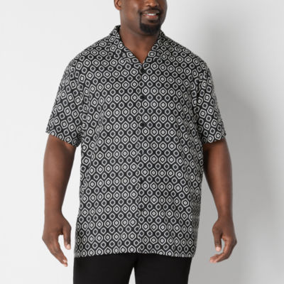 Shaquille O'Neal XLG Patterned Big and Tall Mens Short Sleeve Camp Shirt