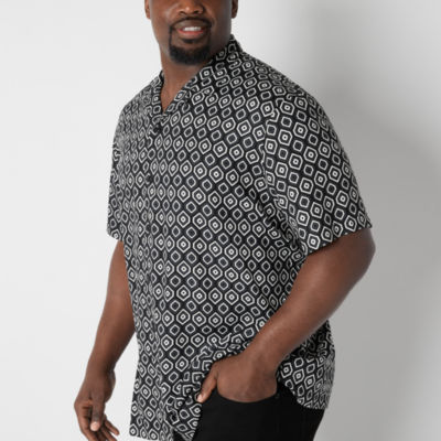 Shaquille O'Neal XLG Patterned Big and Tall Mens Short Sleeve Camp Shirt