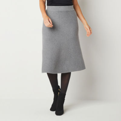 Liz Claiborne Womens Mid Rise Midi A-Line Skirt