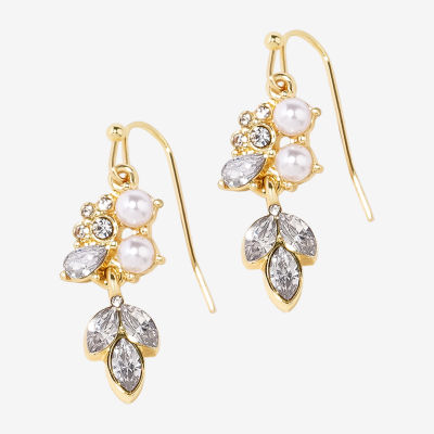 Bijoux Bar Crystal Simulated Pearl Drop Earrings