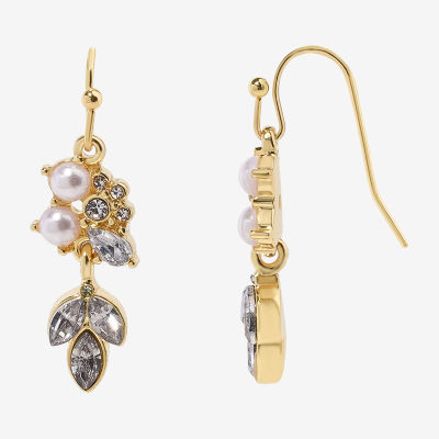 Bijoux Bar Delicates Crystal Simulated Pearl Drop Earrings