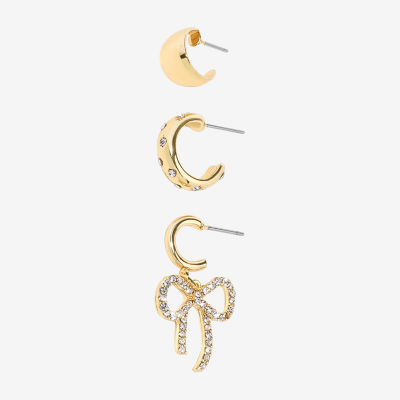 Bijoux Bar Delicates Crystal Gold Tone Bow Earring Set