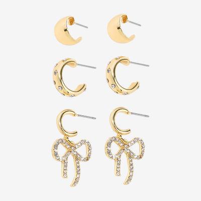 Bijoux Bar Crystal Gold Tone Bow Earring Set
