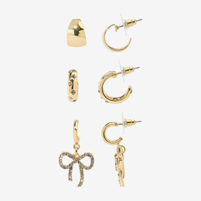 Bijoux Bar Delicates Crystal Gold Tone Bow Earring Set