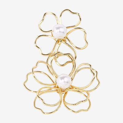 Bijoux Bar Simulated Pearl Flower Drop Earrings