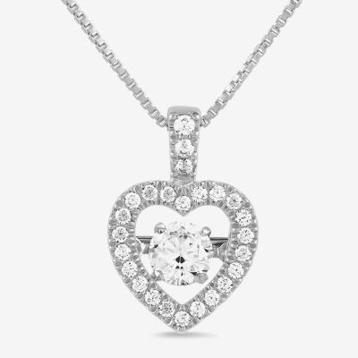 Womens 1/2 CT. T.W. Lab Grown White Diamond 10K Gold Heart 18 Inch Pendant Necklace