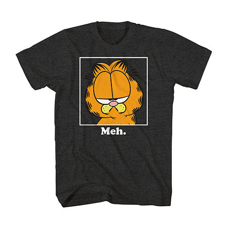 Big and Tall Mens Crew Neck Short Sleeve Regular Fit Garfield Graphic T-Shirt, X-large Tall, Black