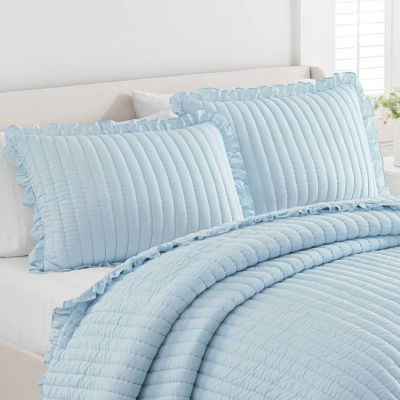 Martha Stewart Blue Ruffle Reversible Pillow Sham