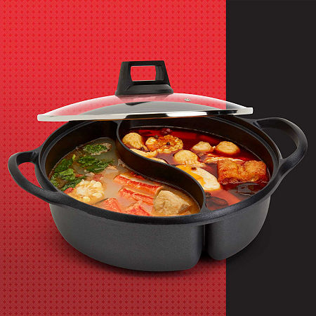 Infuse Aluminum Non-Stick 2-Section Hot Pot, One Size, Black