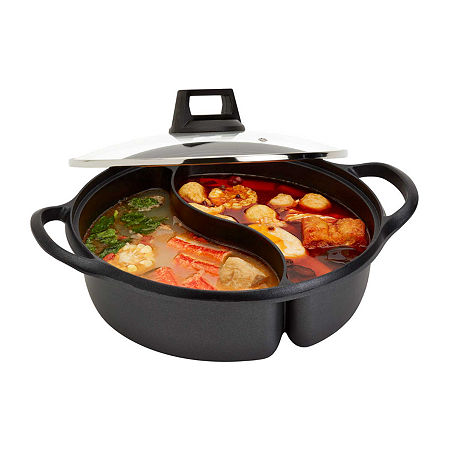 Infuse Aluminum Non-Stick 2-Section Hot Pot, One Size, Black