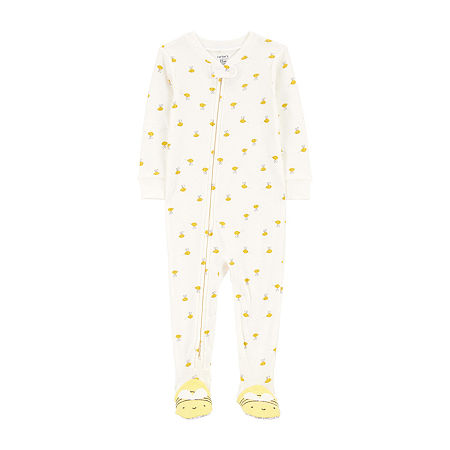 Carter's Toddler Girls Footed Long Sleeve One Piece Pajama, 3t, White