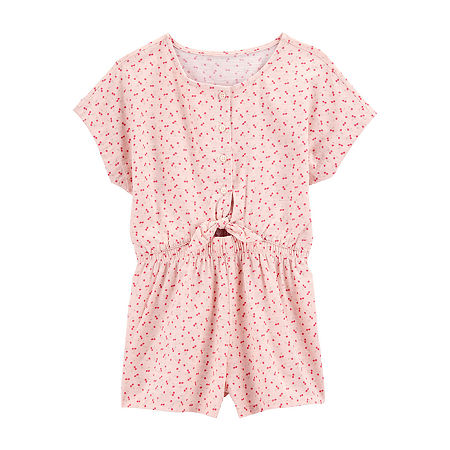 Carter's Little & Big Girls Sleeveless Romper, 7, Pink