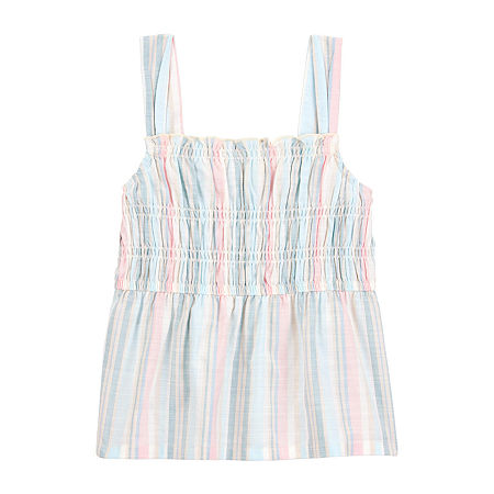 Carter's Little & Big Girls Square Neck Sleeveless Tunic Top, 7, Blue