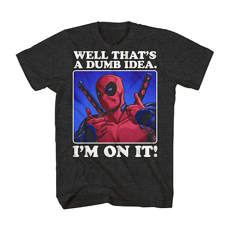 Big and Tall Mens Crew Neck Short Sleeve Regular Fit Deadpool Graphic T-Shirt, X-large Tall, Black