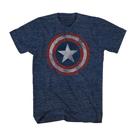 Big and Tall Mens Crew Neck Short Sleeve Regular Fit Captain America Graphic T-Shirt, 3x-large Tall, Blue