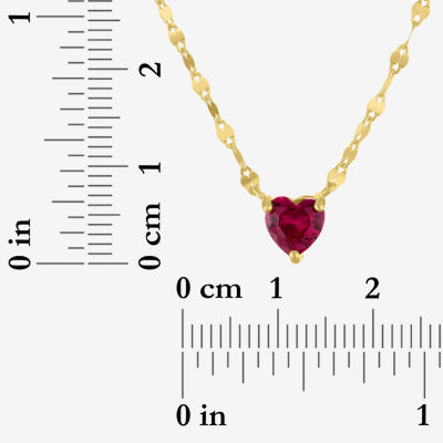 Womens Lab Created Red Ruby 14K Gold Over Silver Heart 16 Inch Pendant Necklace