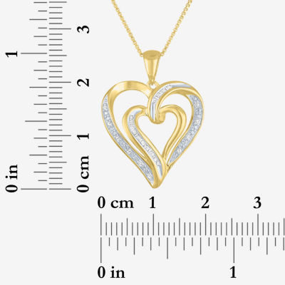 Womens 1/10 CT.T.W. Natural Diamond Heart Pendant Necklace in 14K Gold Over Silver