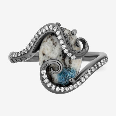 Enchanted Disney Fine Jewelry Ursula(I, I2) Womens 1/6 CT. T.W. Genuine Multi Color Jasper Sterling Silver Oval Ursula Cocktail Ring