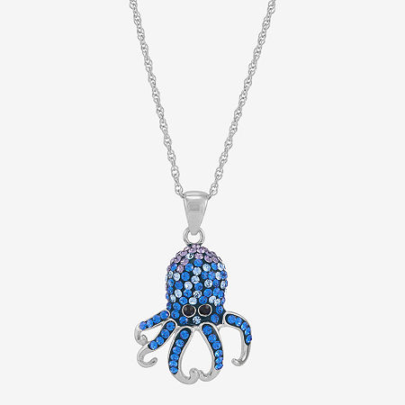 Fine Jewelry Limited Quantities! Octopus Womens Blue Crystal Sterling Silver 18 Inch Pendant Necklace