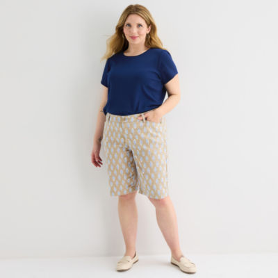 St. John's Bay Womens 11" Mid Rise Plus Bermuda Short