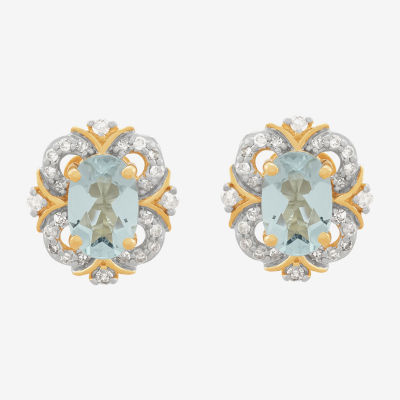 Limited Quantities! 1/8 CT. T.W. Genuine Blue Aquamarine 14K Gold 9.6mm Stud Earrings