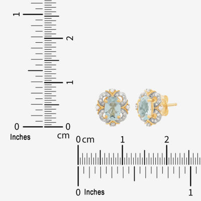 Limited Quantities! 1/8 CT. T.W. Genuine Blue Aquamarine 14K Gold 9.6mm Stud Earrings