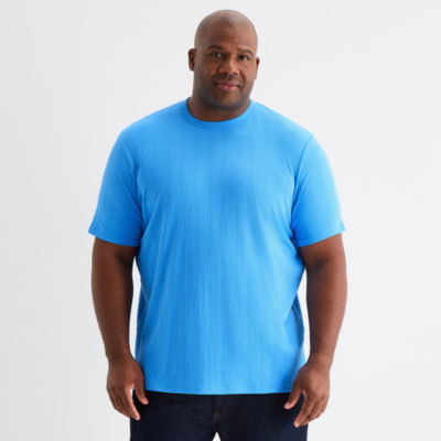 Shaquille O'Neal XLG™ Ribbed Dropneedle Mens Crew Neck Short Sleeve Big and Tall T-Shirt