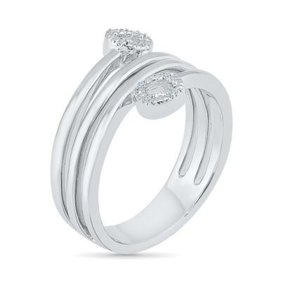 Womens 2MM Diamond Accent Natural White Diamond 10K Gold Circle Bypass  Band