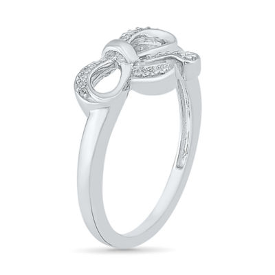 Womens 1/10 CT. T.W. Natural White Diamond 10K Gold Bow Cocktail Ring