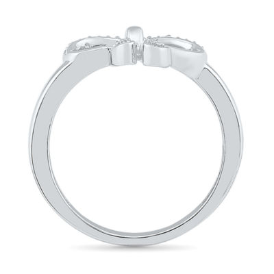 Womens 1/10 CT. T.W. Natural White Diamond 10K Gold Bow Cocktail Ring