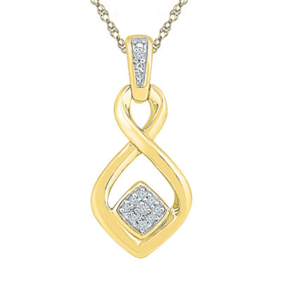Womens Diamond Accent Natural White Diamond 10K Gold Over Silver 18 Inch Pendant Necklace