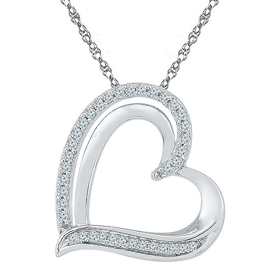 Womens 1/6 CT. T.W. Genuine White Diamond Sterling Silver Pendant Necklace