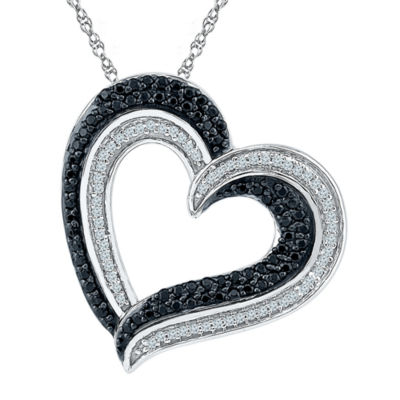 Women's Diamond Heart Pendant Chain Necklace In Sterling Silver