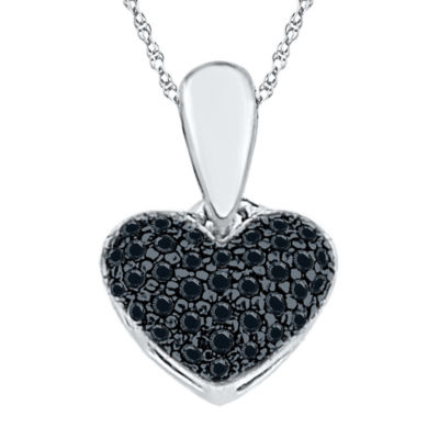 Womens 1/ CT. T.W. Mined Black Diamond Sterling Silver Pendant Necklace