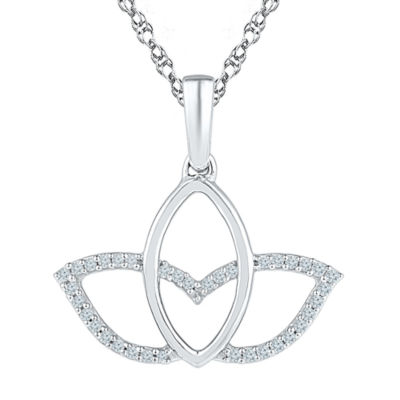 Womens 1/ CT. T.W. Natural White Diamond Sterling Silver Inch Pendant Necklace
