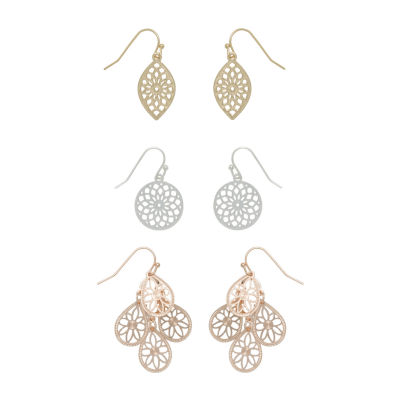 Mixit Womens Hypoallergenic 3 Pair Earring Set