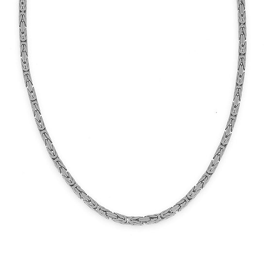 Made in Italy 14K White Gold 080 Solid Byzantine Chain