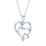 LIMITED TIME SPECIAL! Womens Genuine 1/10 CT. T.W. Diamond 14K Rose Gold Over Silver Heart Pendant