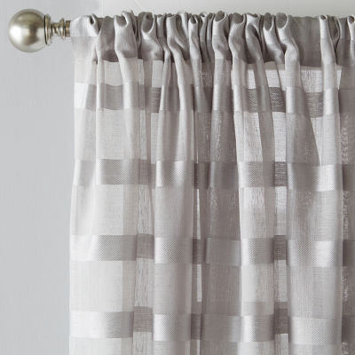 Saturday Knight Parkland Checked Rod Pocket Light-Filtering Single Curtain Panel