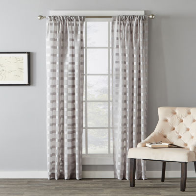 Saturday Knight Parkland Checked Rod Pocket Light-Filtering Single Curtain Panel