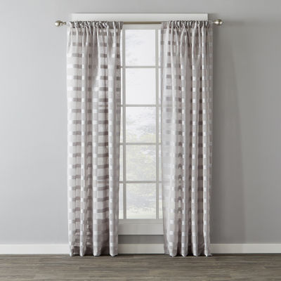 Saturday Knight Parkland Checked Rod Pocket Light-Filtering Single Curtain Panels