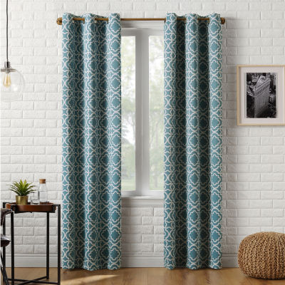 Sun Zero Barnett Trellis Grommet Top Energy Saving Blackout Single Curtain Panels