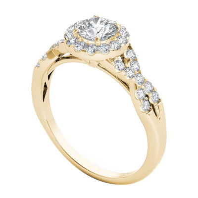 14K Yellow Gold 1 CT Round Natural Diamond Ring