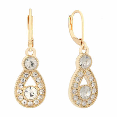 Jewelry Gold Tone Pear Drop Earrings, Color Clear JCPenney