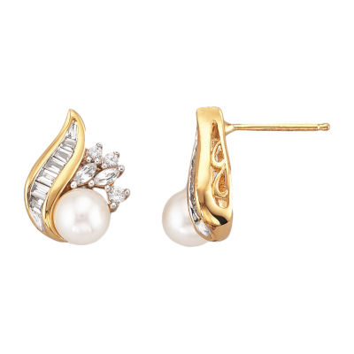 Cultured Freshwater Pearl Earrings 14K Over Sterling