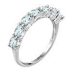 Womens Genuine Blue Aquamarine Sterling Silver Stackable Ring