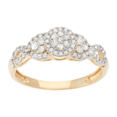 Womens / CT. T.W. Natural White Diamond 10K Gold Halo Cocktail Ring